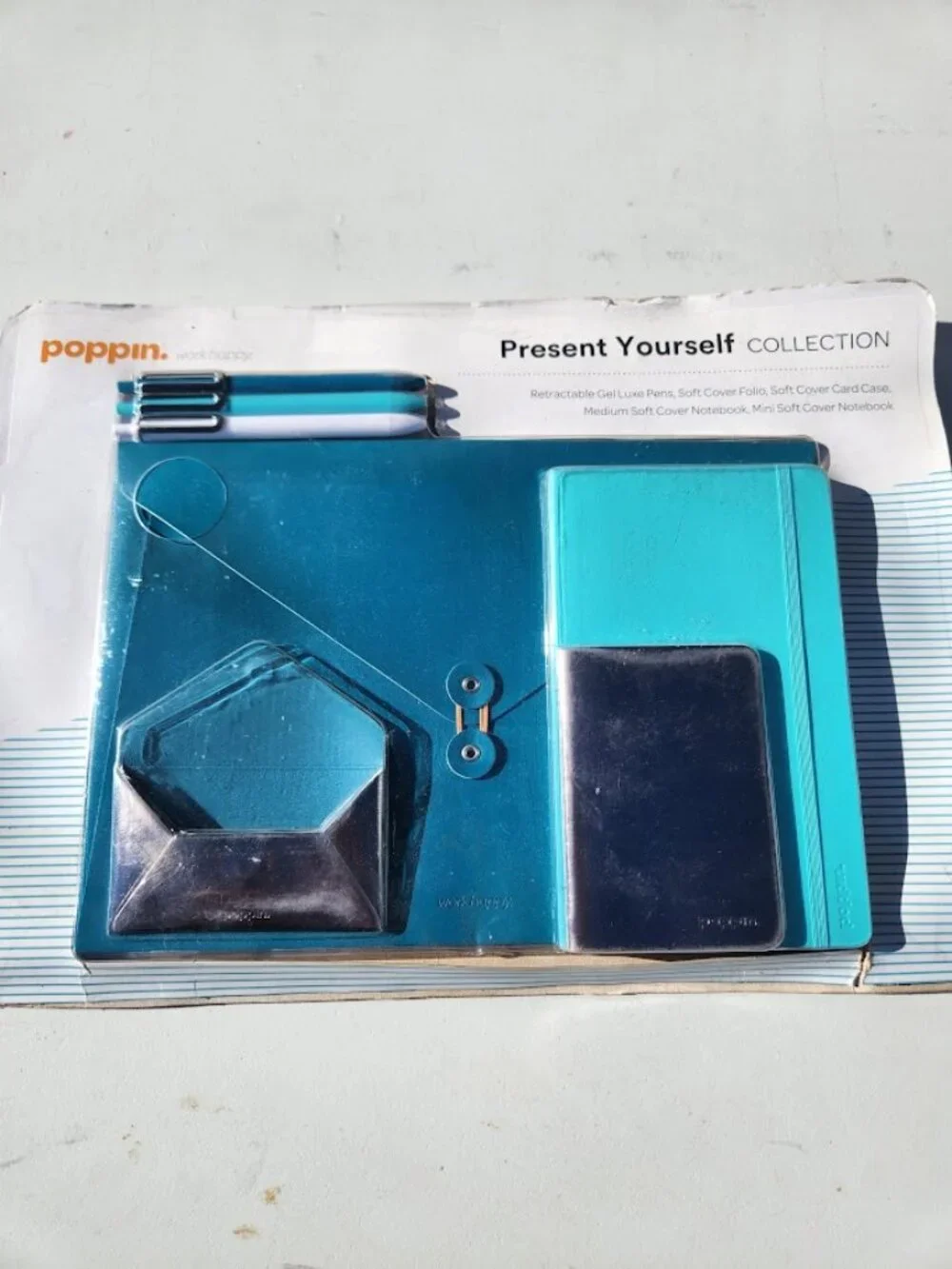 Poppin Work Happy Present Yourself Collection Teal 7 Pc Piece Desk Set Teacher G